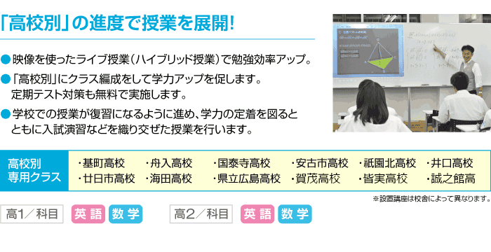 「高校別」の進度で授業を展開！